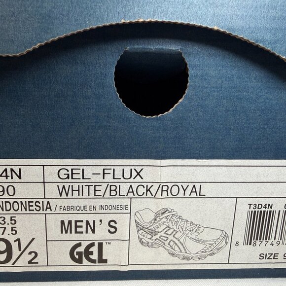 NEW ASICS GEL-Flux Running Shoes White Black Royal Blue Size 9.5 (T3D4N-0190) - Picture 3 of 16
